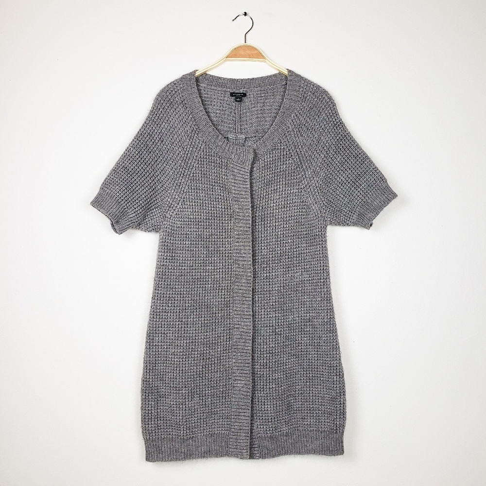 Talbots Longline Alpaca Blend Gray Knit Snap Cardigan